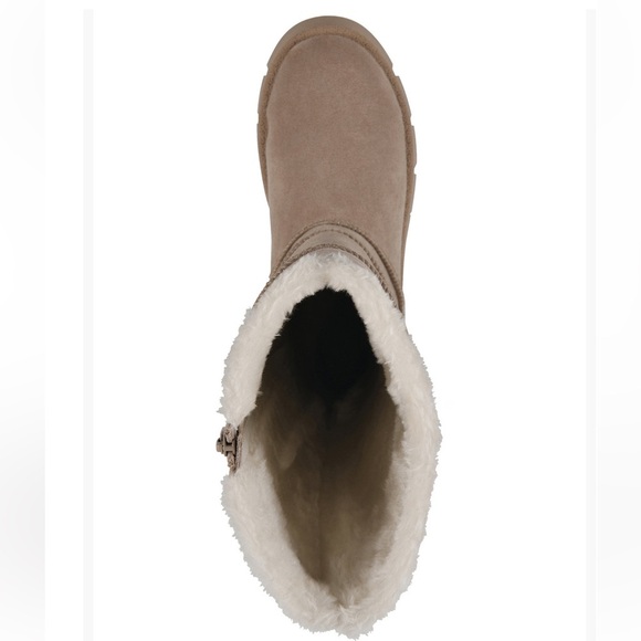 White Mountain Beige Knee-High Boots with Faux Fur